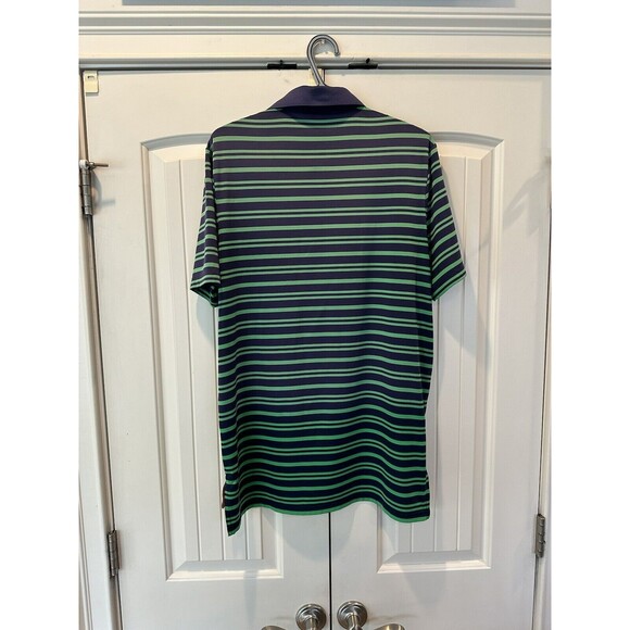 Men's  Ralph Lauren RLX  Golf Polo  Blue and Green Striped Shirt Sz. M - Picture 2 of 4